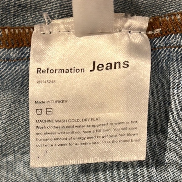 Reformation Jeans Denim Mini Evie Skirt Barbados Medium Wash Women’s Size 27 - Picture 7 of 13